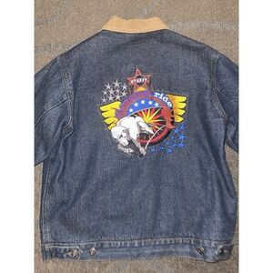 CRIPPLE CREEK Youth PBR‎ 8 Second Ride Lined Denim Jacket Size XL